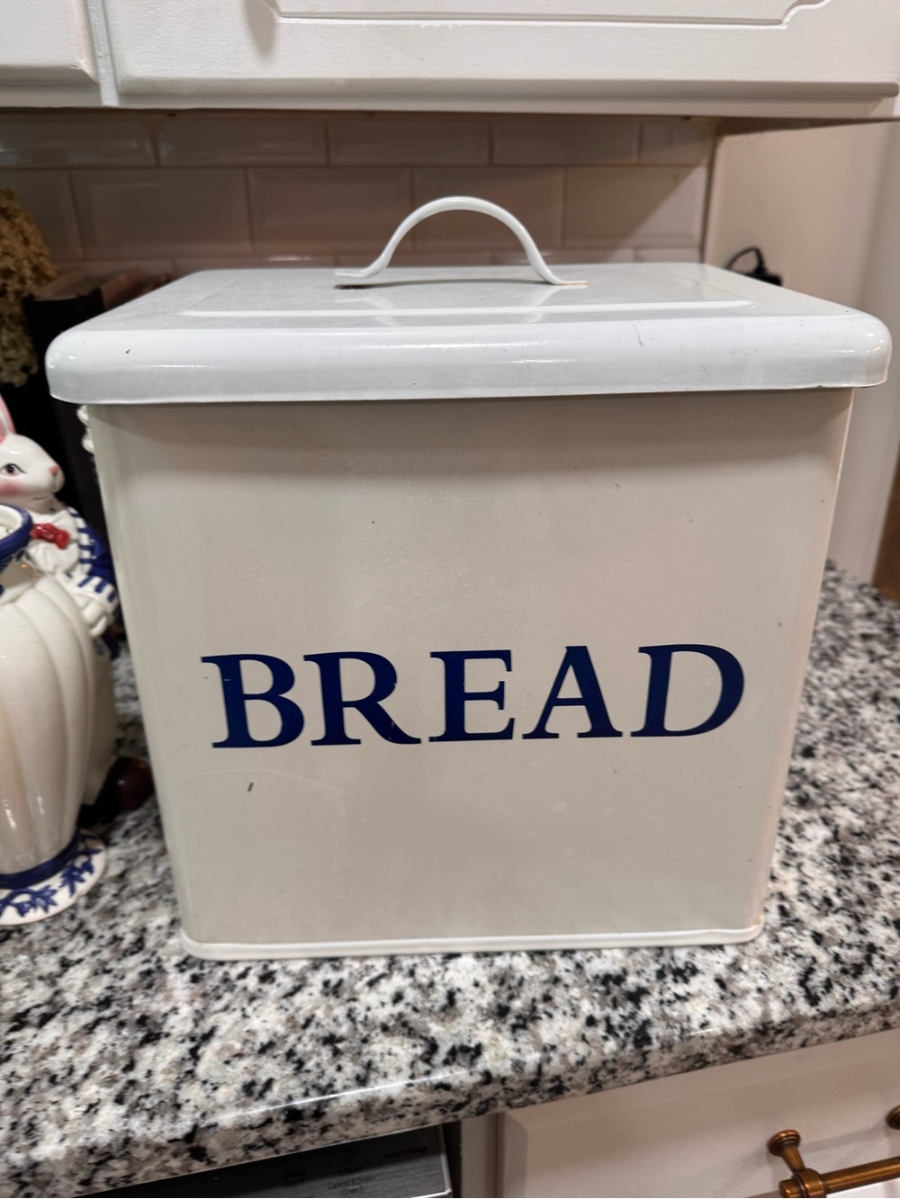 Vintage Restoration Hardware Enamel Bread Box / Bread